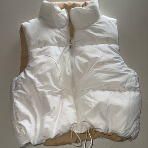 Reversible White and Tan Puffer Vest NWT